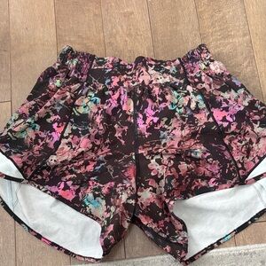 lululemon athletica Pink and Black Floral Athletic Shorts